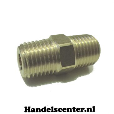 Adapter koppelstuk 1/4″NPT x 1/4″NPT (messing)